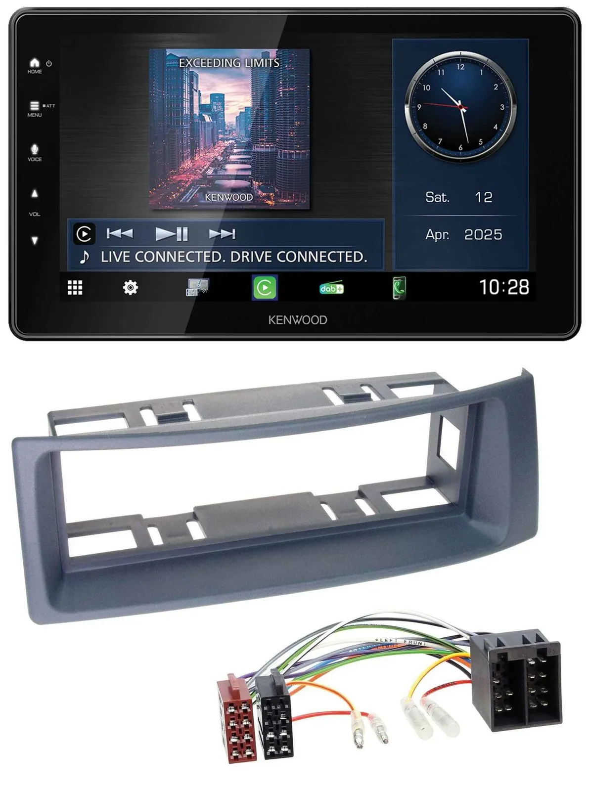 Автомагнитола для Renault Scenic/Megane (до 2003) Kenwood MP3, Bluetooth, USB, DAB, серый