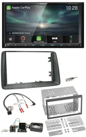 Автомагнитола для Fiat Panda 2007–2012 Kenwood 2DIN, Bluetooth, USB, DAB, навигация с TMC, совместима с кнопками на руле