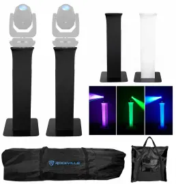 (2) Totem Stands+Black+White Scrims For (2) Chauvet Rogue R3 Spot Lights