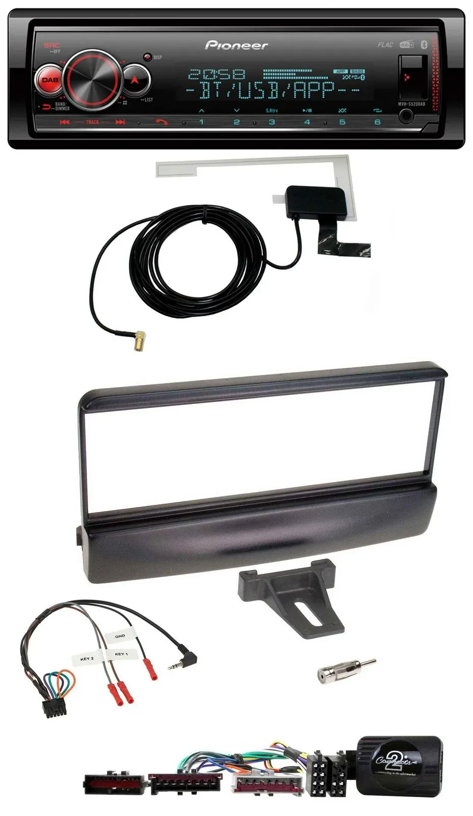 Автомагнитола для Ford Mondeo 2000–2002 Pioneer Bluetooth DAB USB черная с поддержкой кнопок на руле