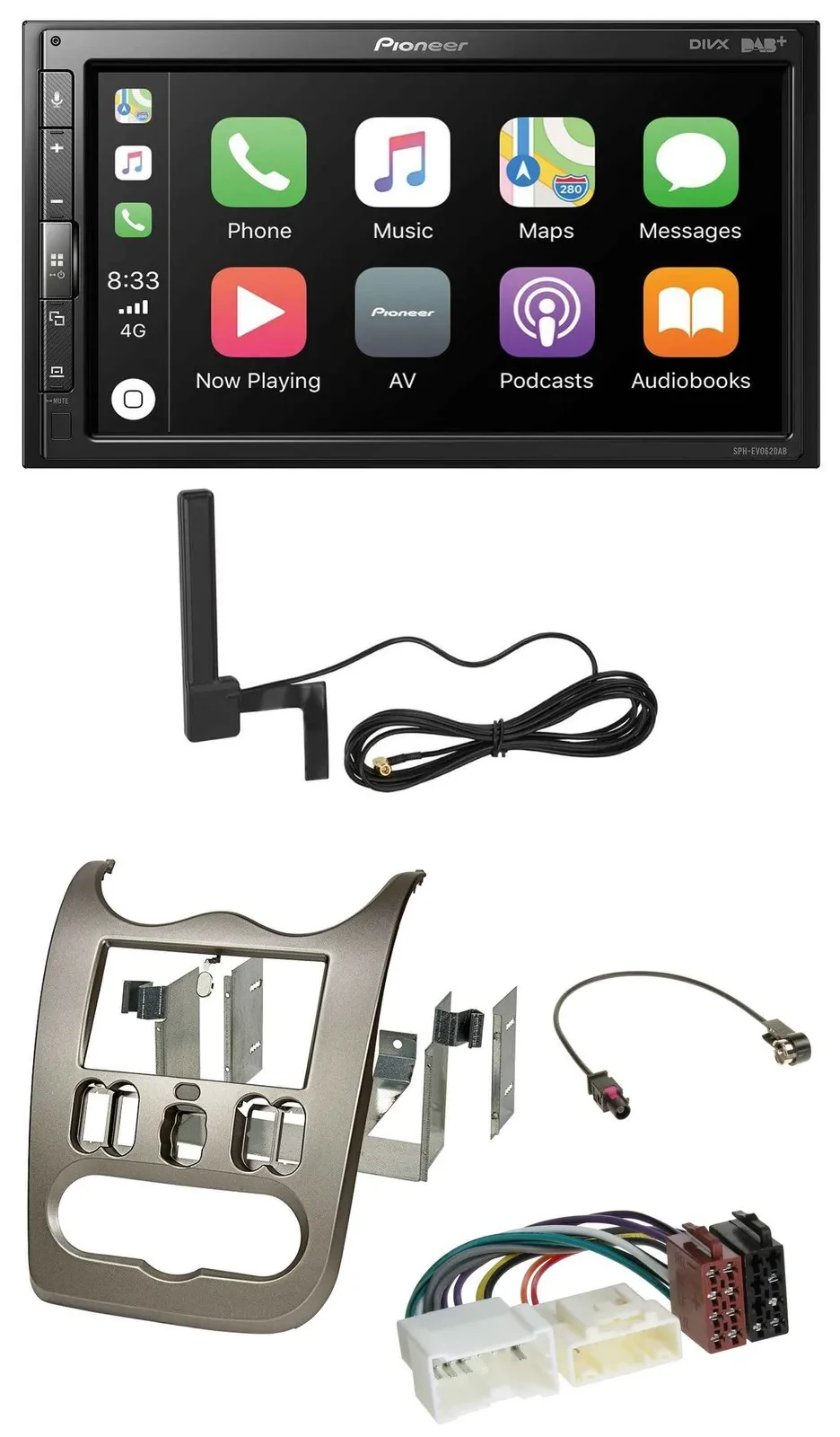 Pioneer USB 2DIN Bluetooth DAB MP3 Autoradio für Dacia Logan Sandero Duster ab 1