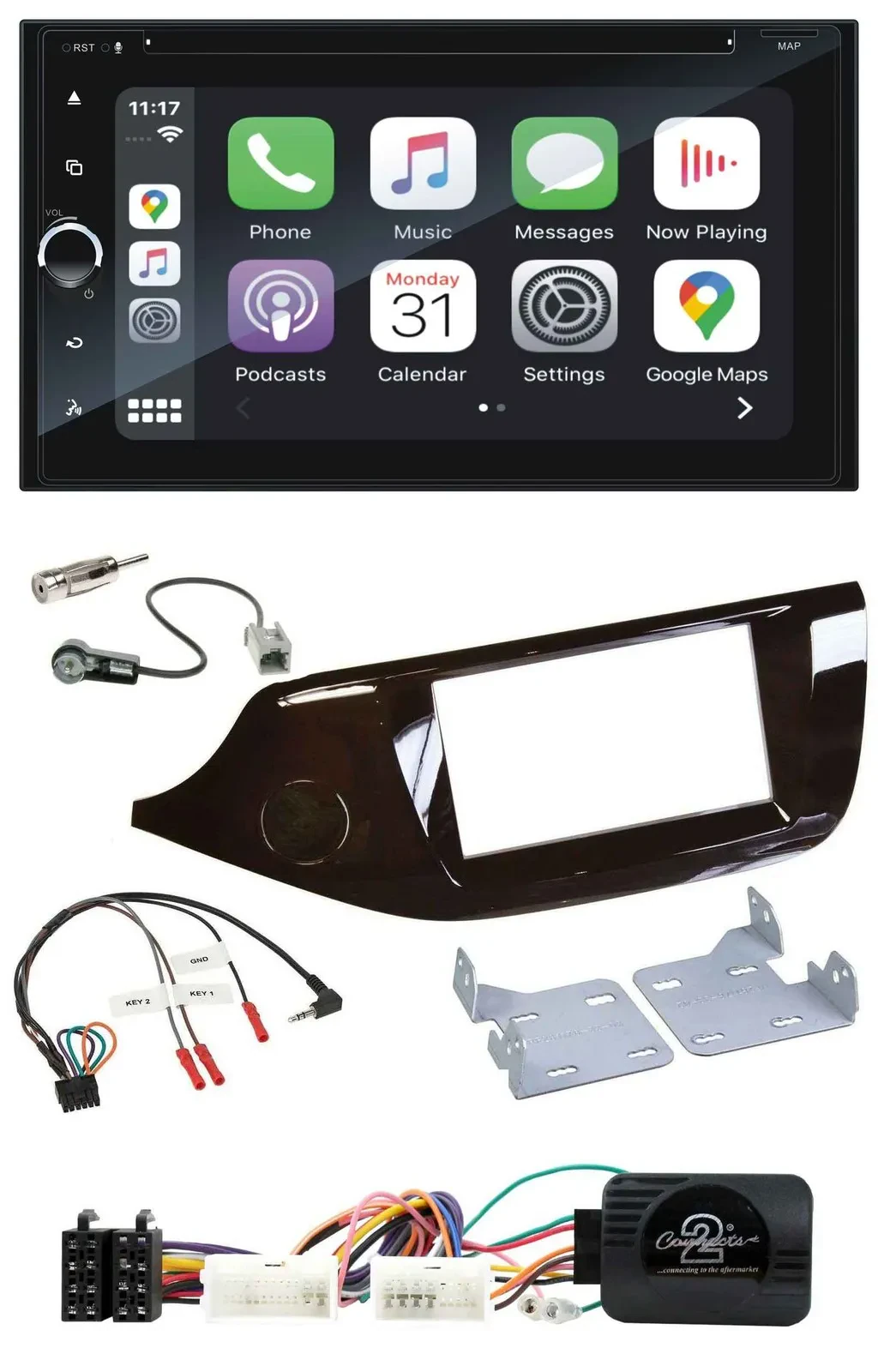 Blaupunkt USB DAB Bluetooth 2DIN TMC Lenkrad Navigation für Kia Ceed ab 2012 glä