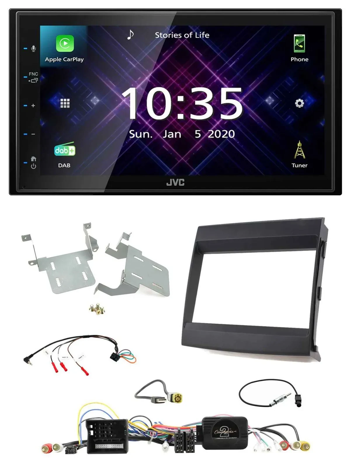 JVC DAB 2DIN Lenkrad Bluetooth USB Autoradio für Porsche Cayenne 2011-2016
