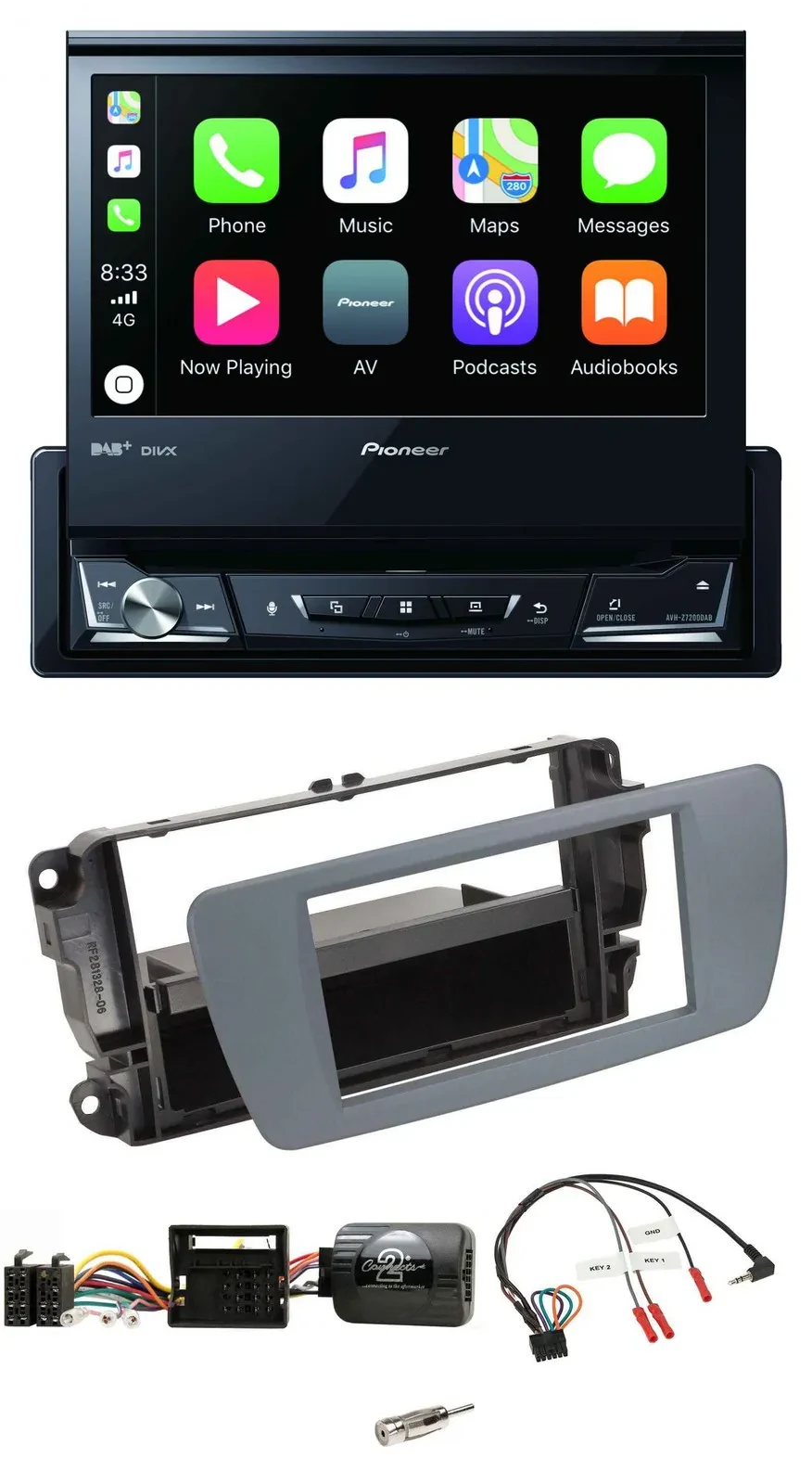 Pioneer DVD Bluetooth DAB USB Lenkrad Autoradio für Seat Ibiza conemaragrau