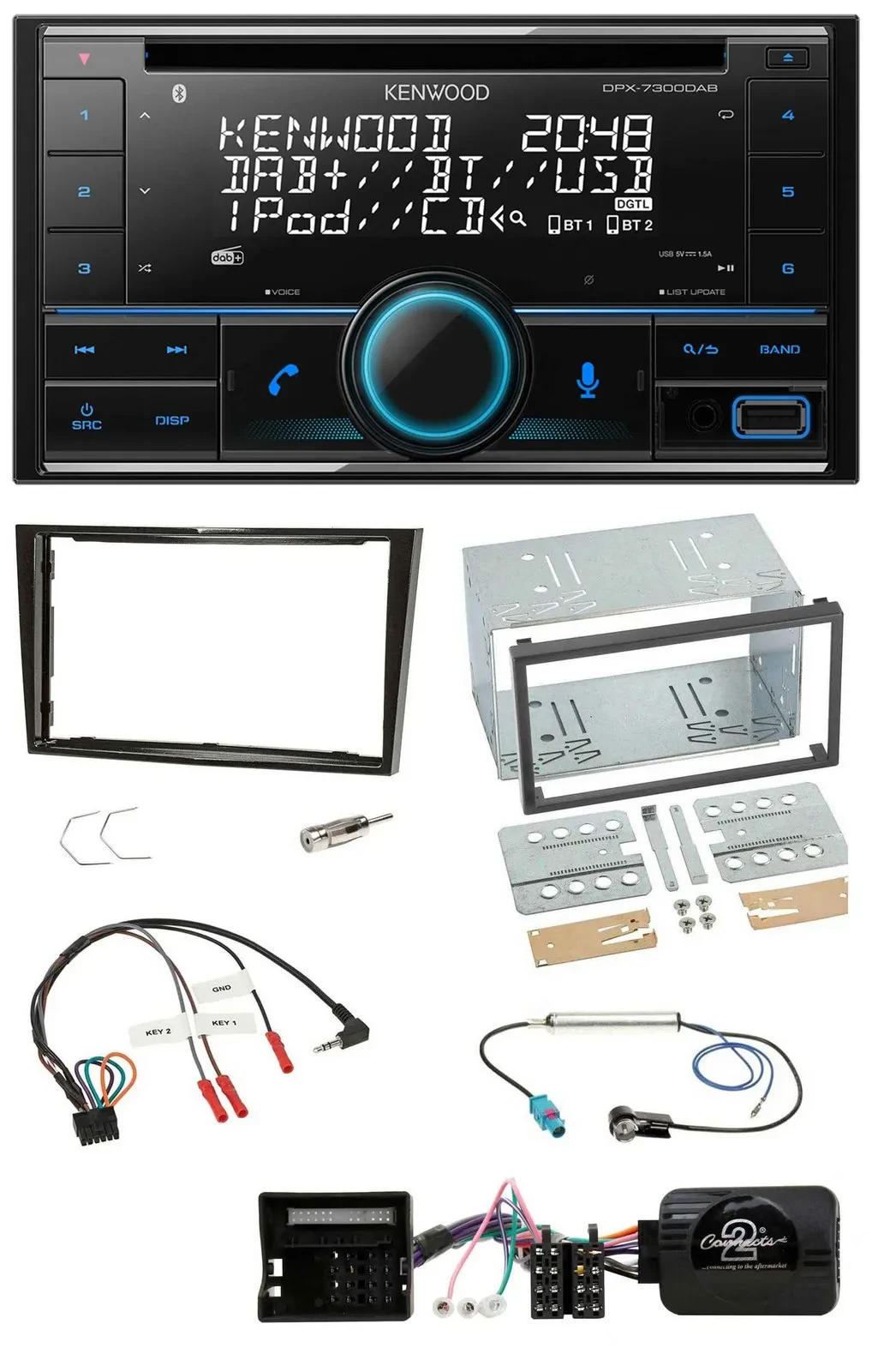 Kenwood CD 2DIN DAB USB Lenkrad Bluetooth Autoradio für Opel Zafira Corsa D Astr