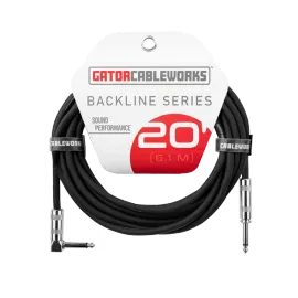 Инструментальный кабель Gator GCWB-INS-20RA Backline Series Black 6.1 м