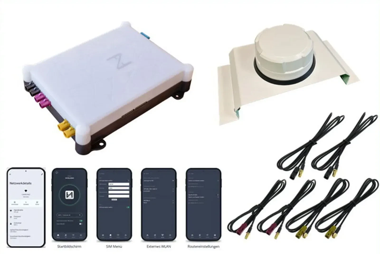 Dietz CamperNet Pro Panorama Dachantenne ANT515 weiß 1,5m Kabelsatz Träger CN2-P