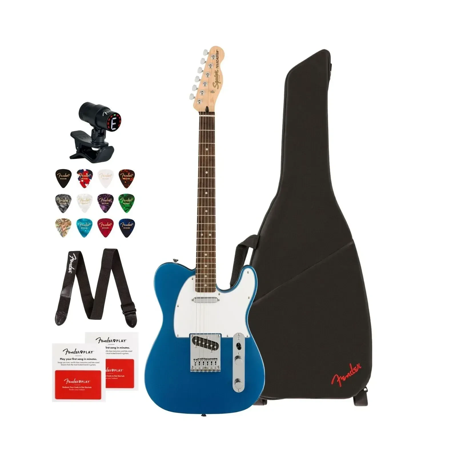 Fender Squier Affinity Series Telecaster Electric Guitar Blue Bundle