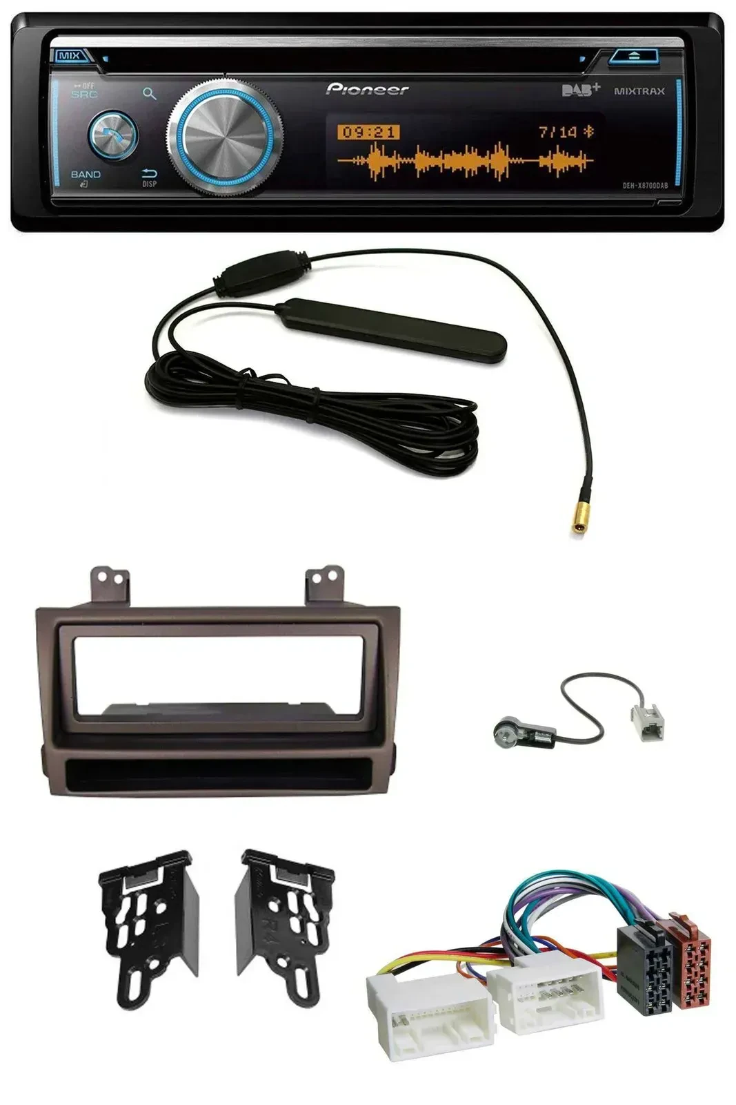 Pioneer CD USB Bluetooth DAB MP3 Autoradio für Hyundai Sonata ab 09 dunkelbraun