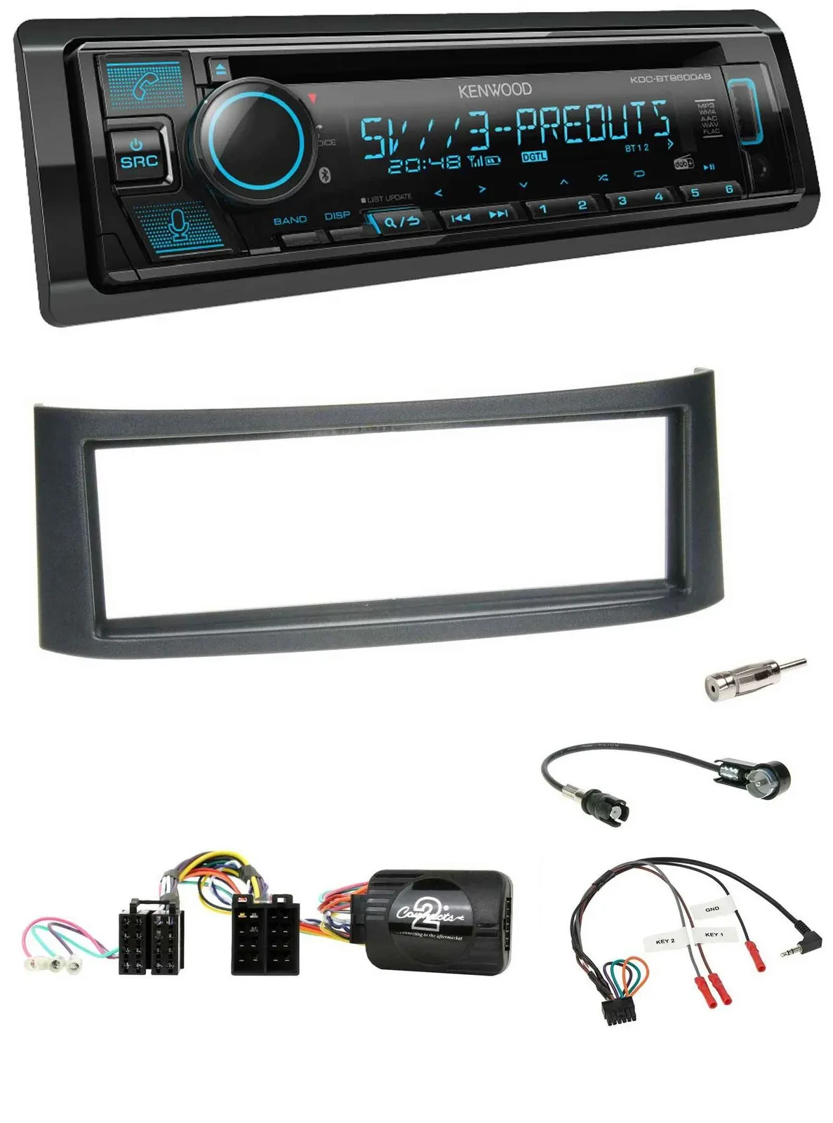 Автомагнитола Kenwood Bluetooth USB CD DAB для Smart ForFour W454 (2004–2006)