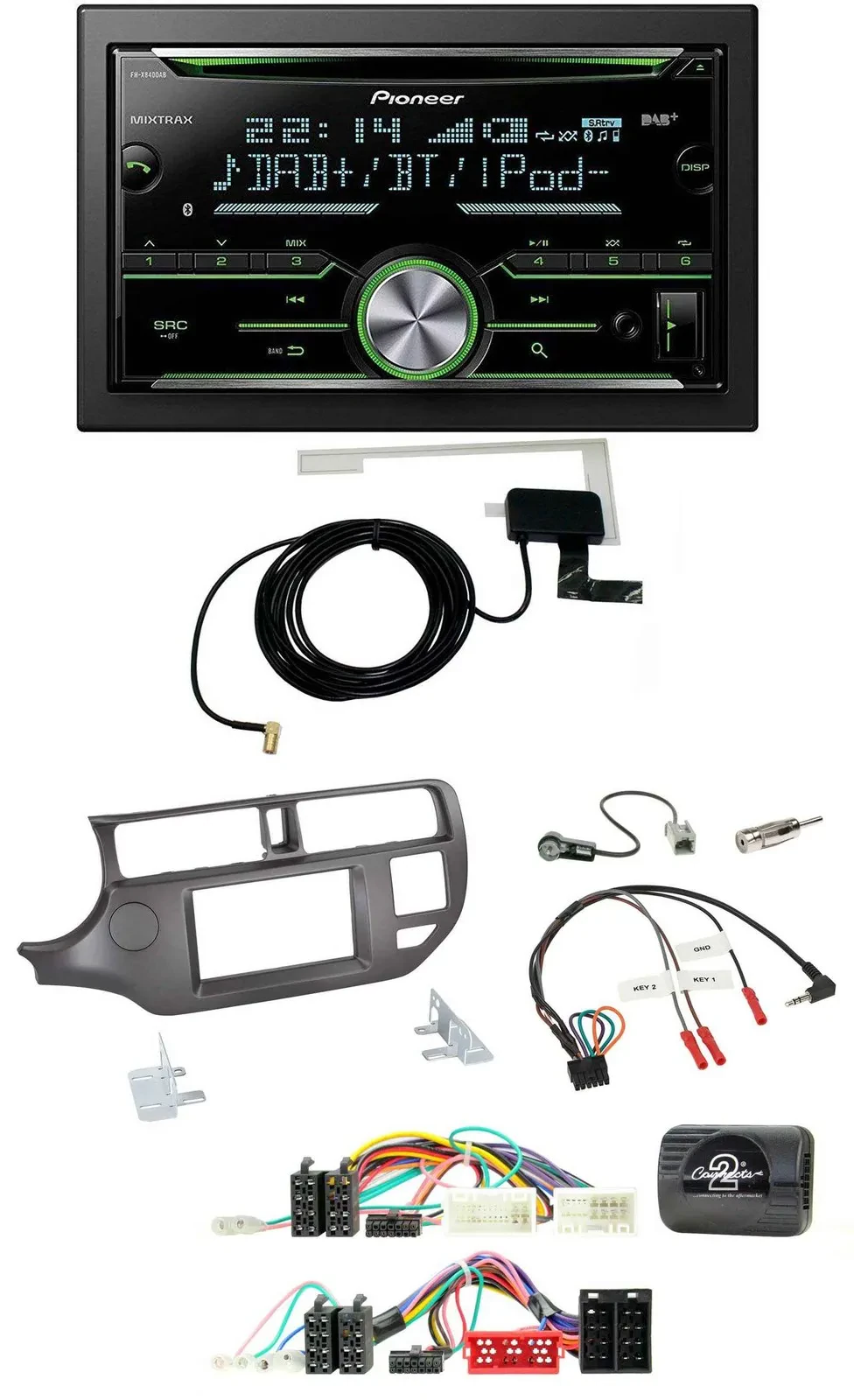 Автомагнитола Pioneer 2DIN CD/USB Bluetooth DAB для Kia Rio 2011–2015 (антрацит)