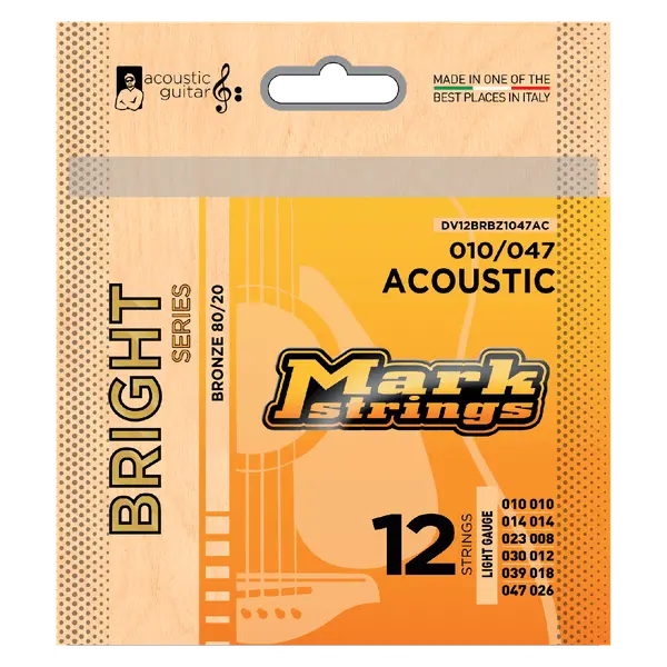 Струны для 12-струнной акустической гитары Markbass Bright Series Bronze 80/20 10-47