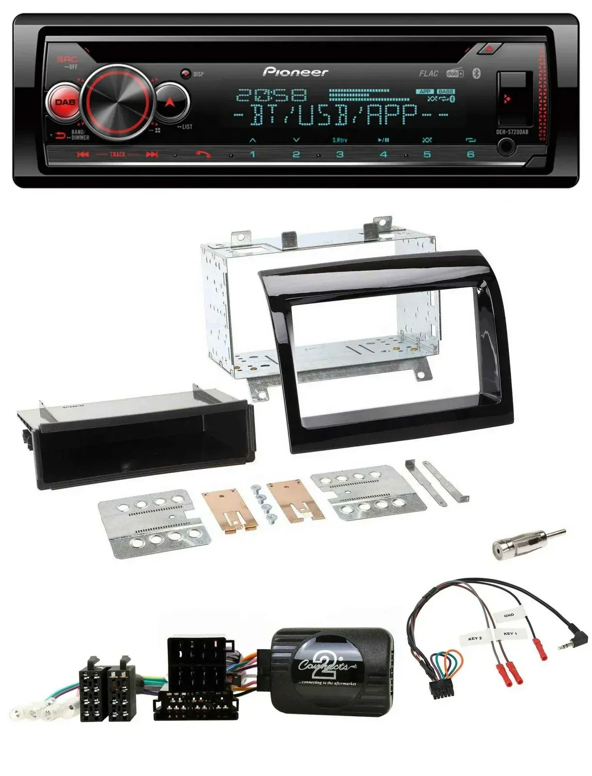 Автомагнитола для Fiat Ducato 12–15 Pioneer DAB CD Bluetooth USB, чёрный глянец