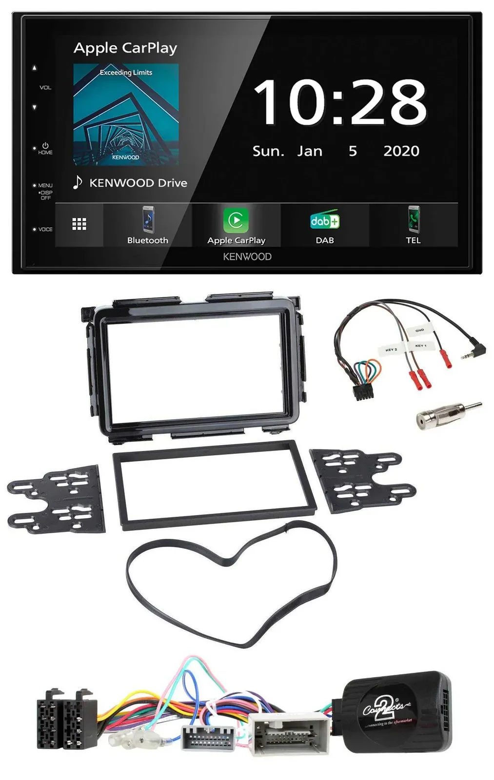 Kenwood Bluetooth Lenkrad DAB USB 2DIN Autoradio für Honda HR-V RU ab 2015 schwa