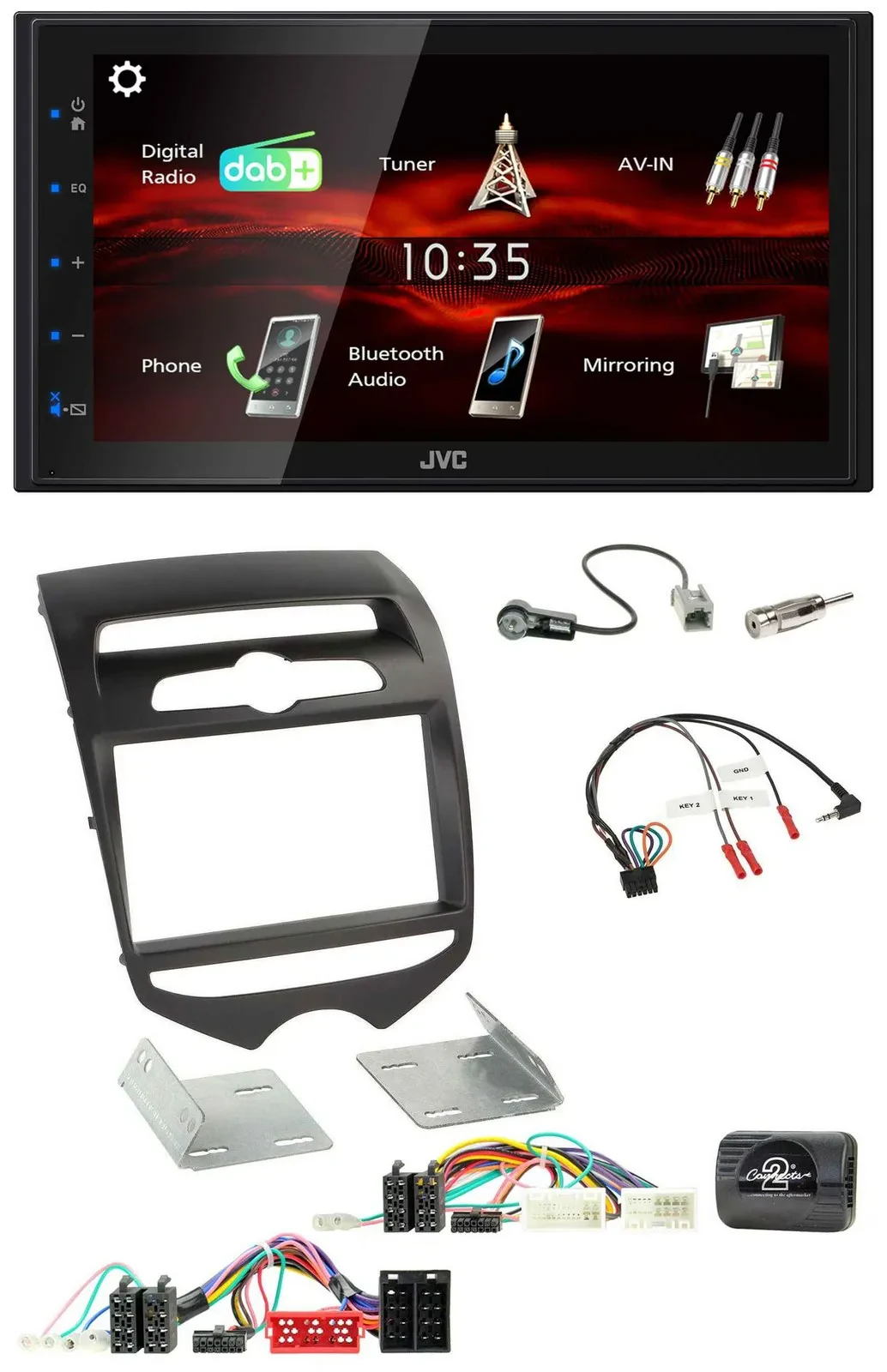 JVC USB Bluetooth Lenkrad DAB 2DIN Autoradio für Hyundai ix20 ab 2010 man. Klima