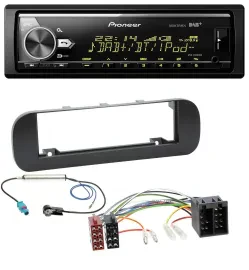Автомагнитола для Fiat Panda (с 2012) Pioneer Bluetooth, USB, DAB, MP3, черный