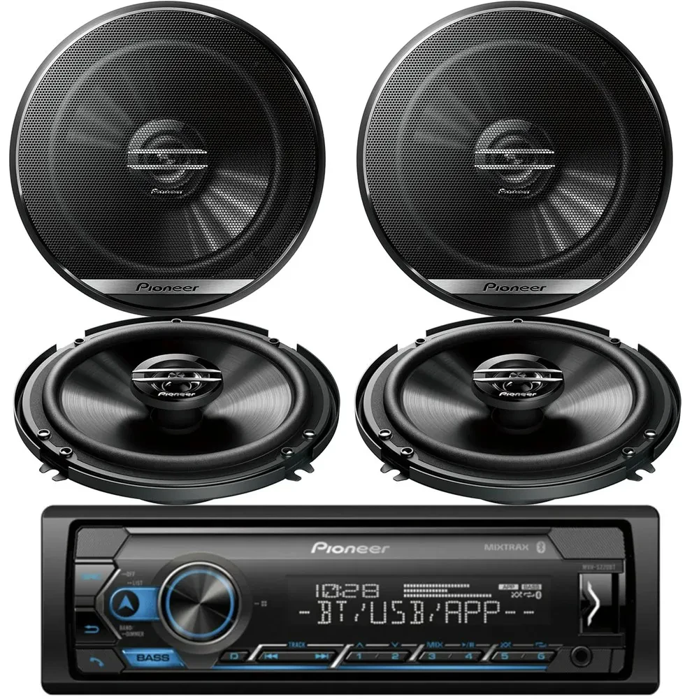 Pioneer MVH-S320BT Single DIN Receiver w/ Four 6.5" Speakers