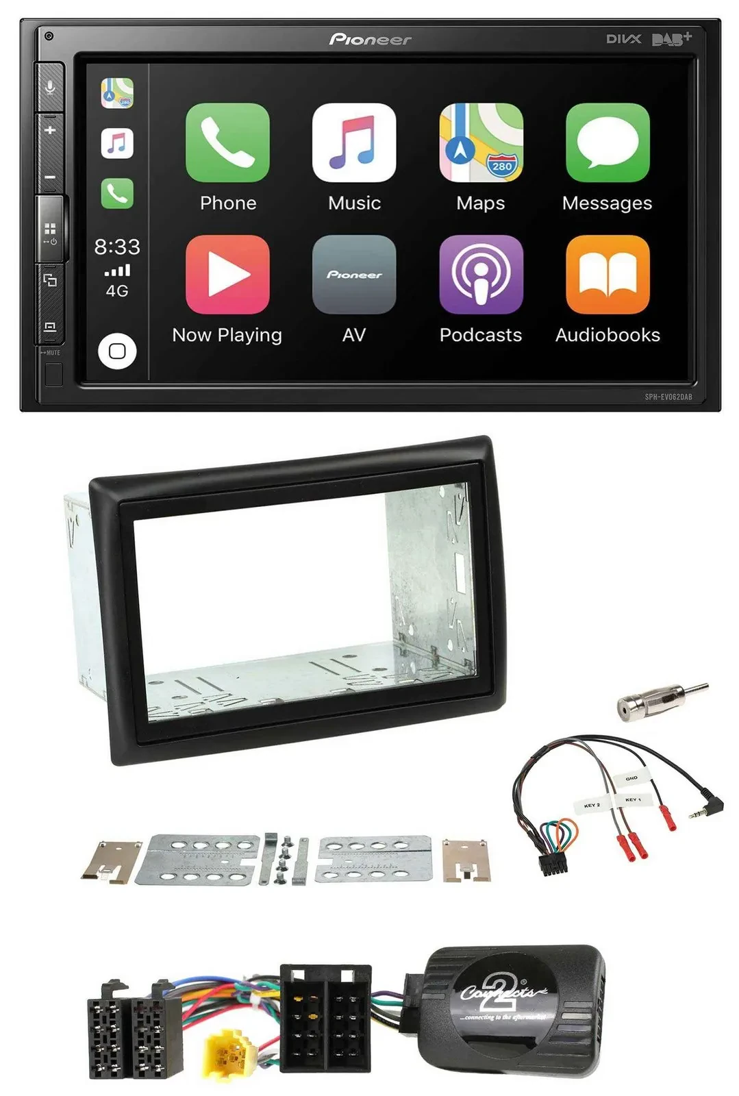 Pioneer USB Lenkrad DAB 2DIN Bluetooth Autoradio für Renault Megane II 2005-2008