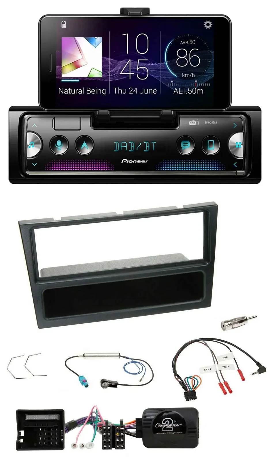Автомагнитола Pioneer Bluetooth DAB USB для Opel Corsa C (2004–2006) черная