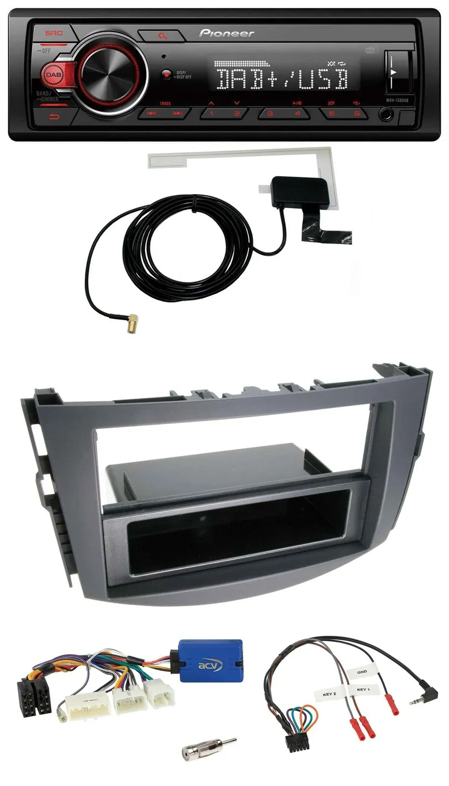 Pioneer 1DIN MP3 DAB USB Lenkrad Autoradio für Toyota RAV-4 2011-2013