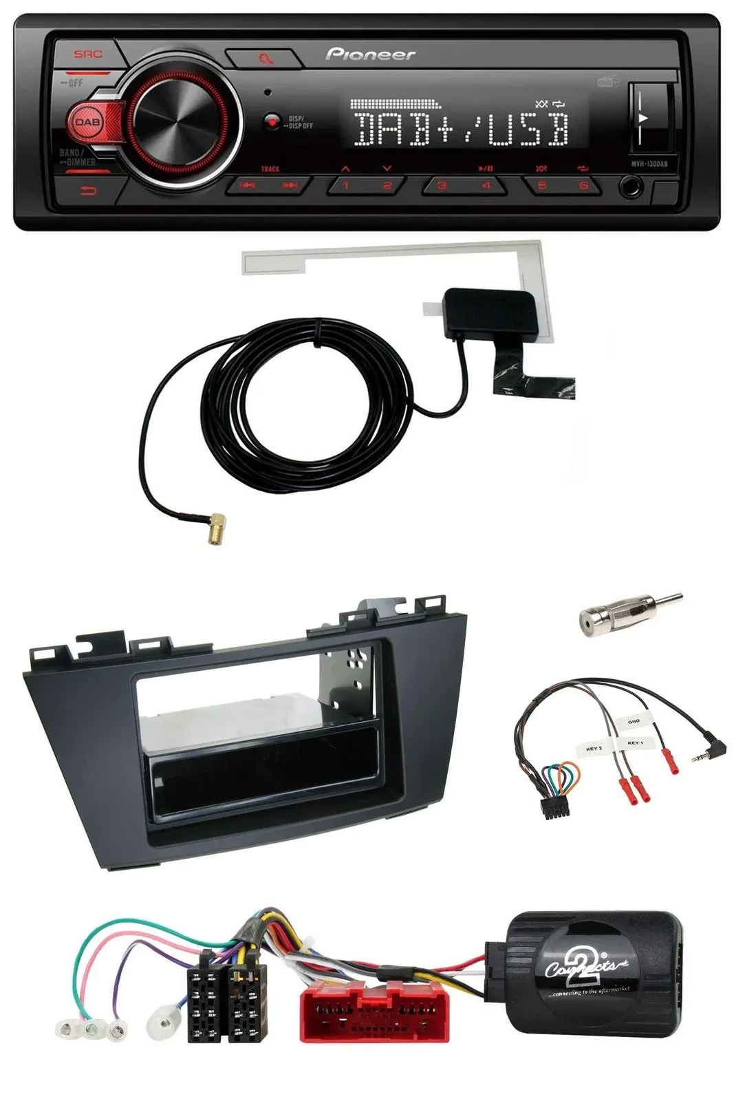 Pioneer 1DIN MP3 DAB USB Lenkrad Autoradio für Mazda 5 (2010-2015)