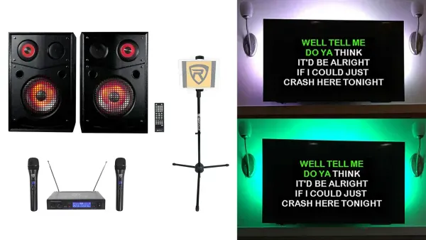 Rockville HOUSE PARTY SYSTEM 10" Bluetooth Karaoke Machine System+Stand+LED's