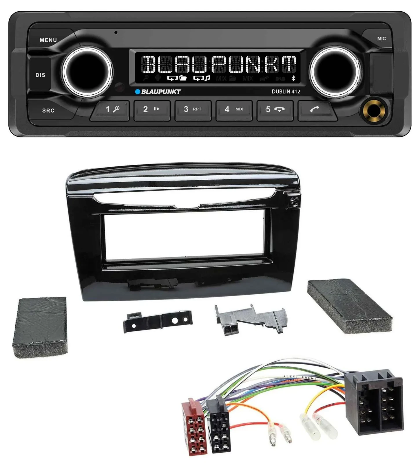 Автомагнитола для Lancia Y (с 2012) Blaupunkt MP3, Bluetooth, USB, AUX, черный глянцевый