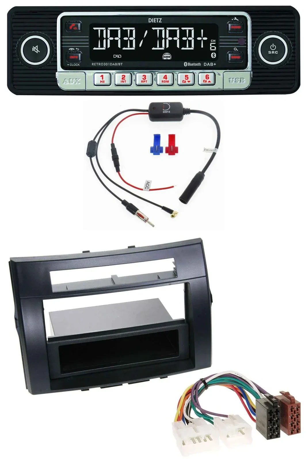 Автомагнитола для Toyota Corolla Verso 2004–2009 Dietz MP3 DAB Bluetooth USB черная