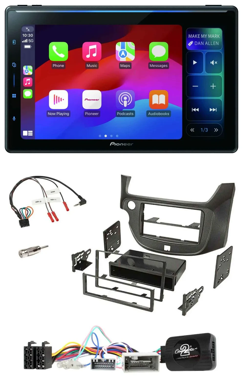 Pioneer Bluetooth DAB Lenkrad USB Autoradio für Honda Jazz ab 2014 dunkelgrau