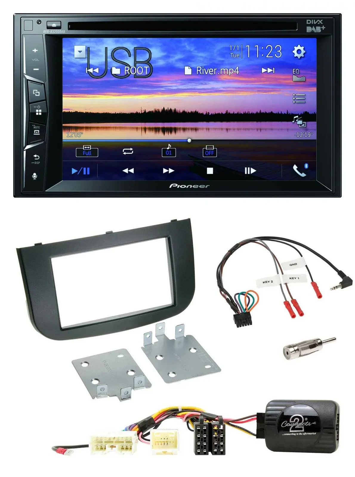 Pioneer Bluetooth 2DIN USB DVD DAB Lenkrad Autoradio für Mitsubishi Colt 2008-20