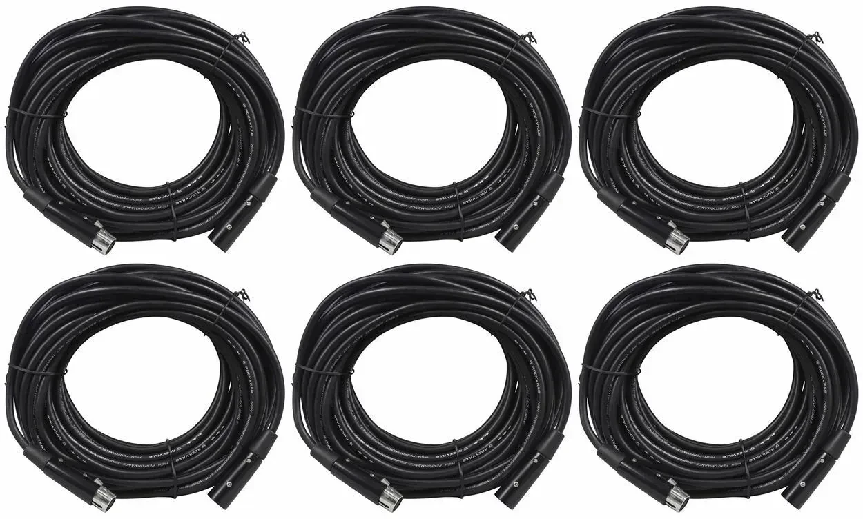 DMX-кабель Rockville RDX5M50 Black 15 м (6 штук)