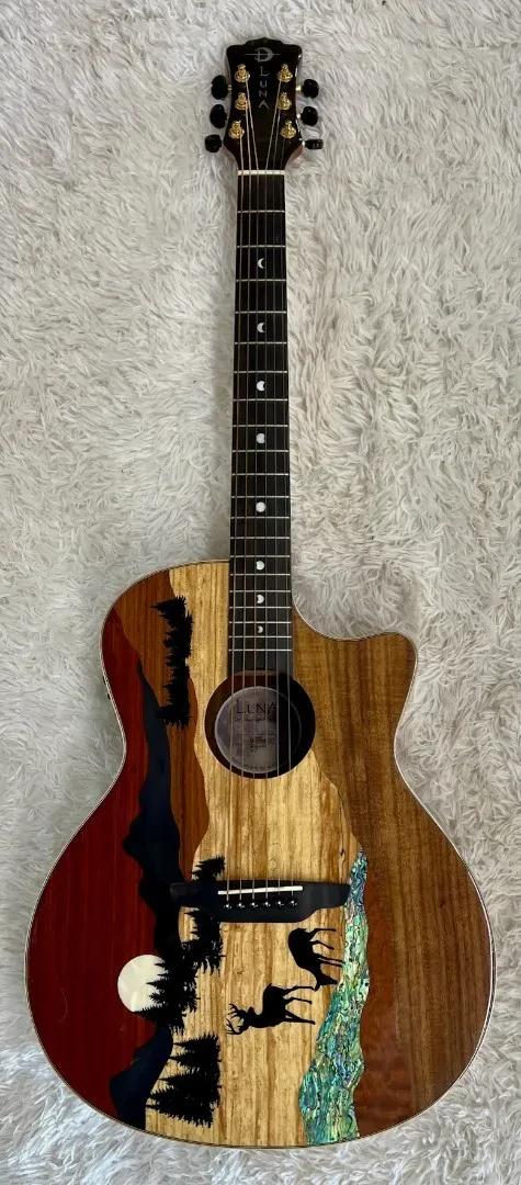 Luna Guitars Vista Deer Koa Body Acoustic Electric Guitar w/Case