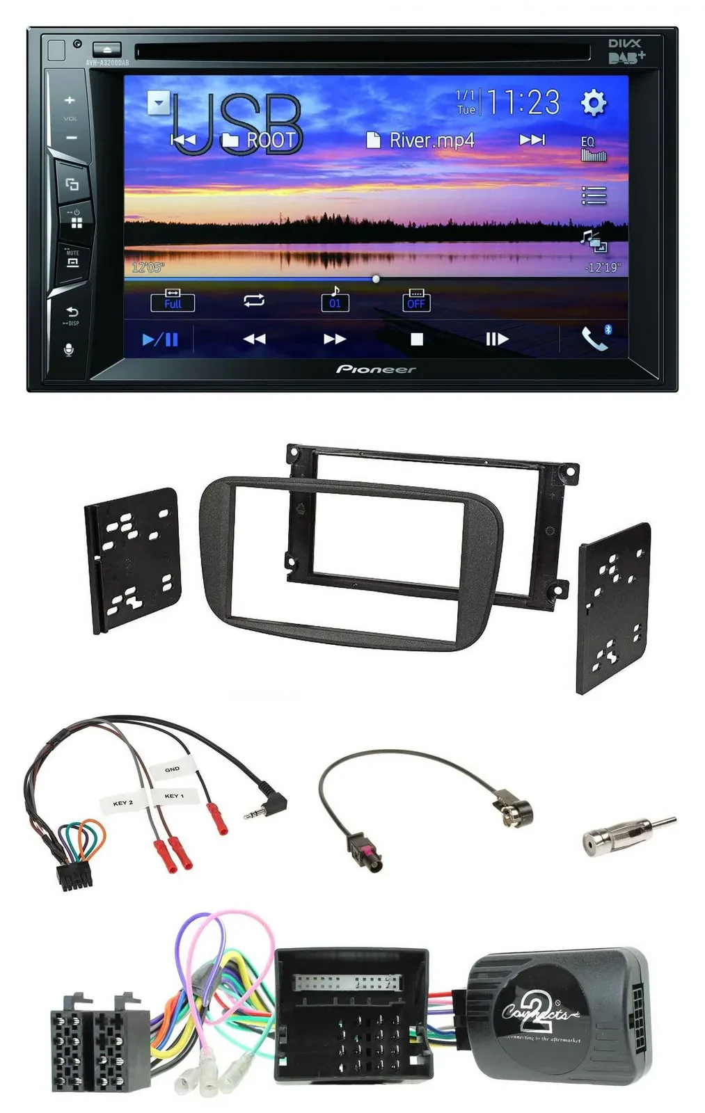 Pioneer Bluetooth 2DIN USB DVD DAB Lenkrad Autoradio für Ford Focus C-Max Galaxy