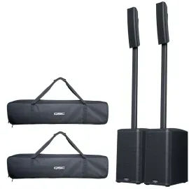 QSC KC12-BK 3000W Active Powered 3-Way Column Loudspeaker Systems Black Pair