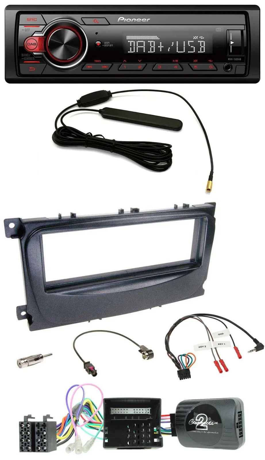 Автомагнитола Pioneer 1-DIN, DAB, USB, MP3, для Ford Mondeo/S-Max 2007–2014, CAN-Bus, совместима с кнопками на руле