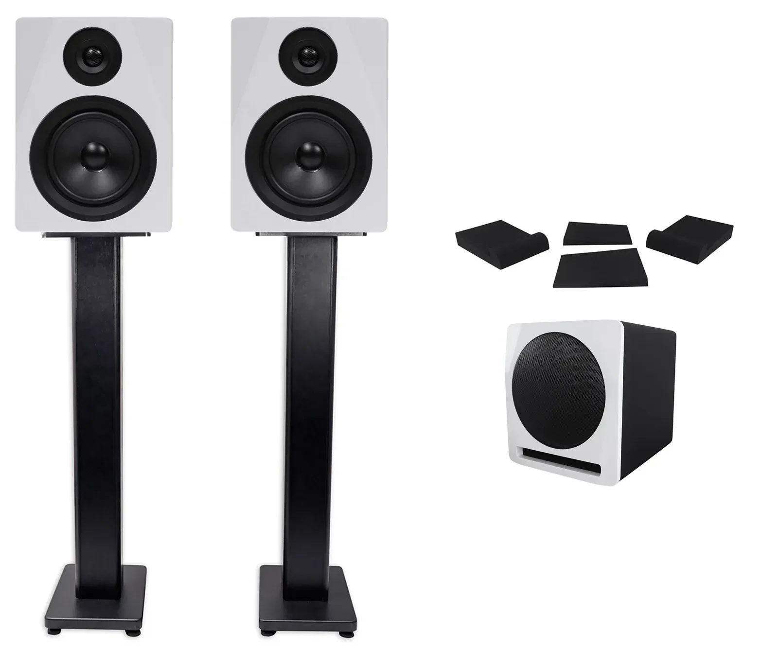 Активный студийный монитор Rockville APM5W White с сабвуфером и аксессуарами (пара)