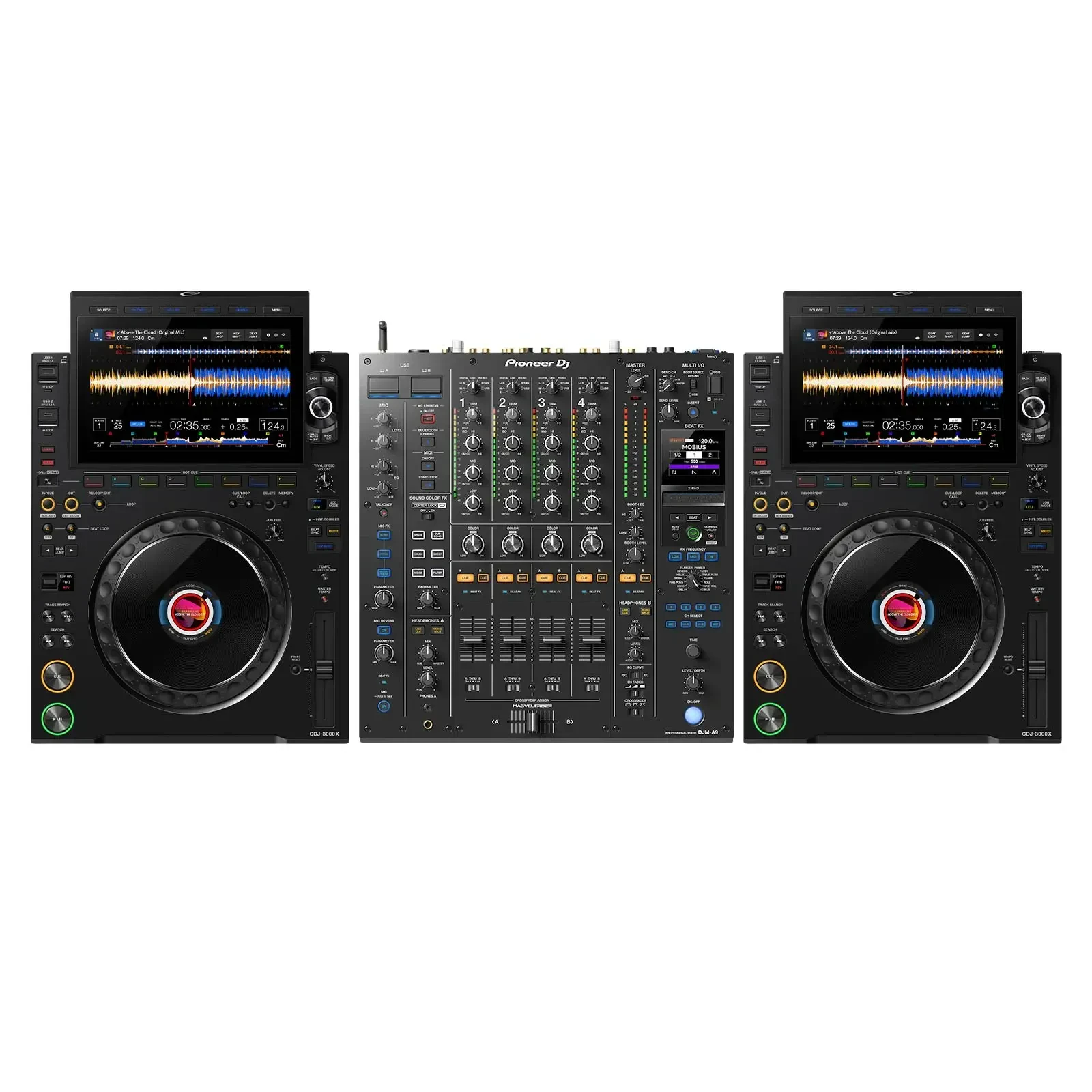 AlphaTheta CDJ-3000X Next-Gen Flagship Professional DJ Players w DJM-A9 Mixer