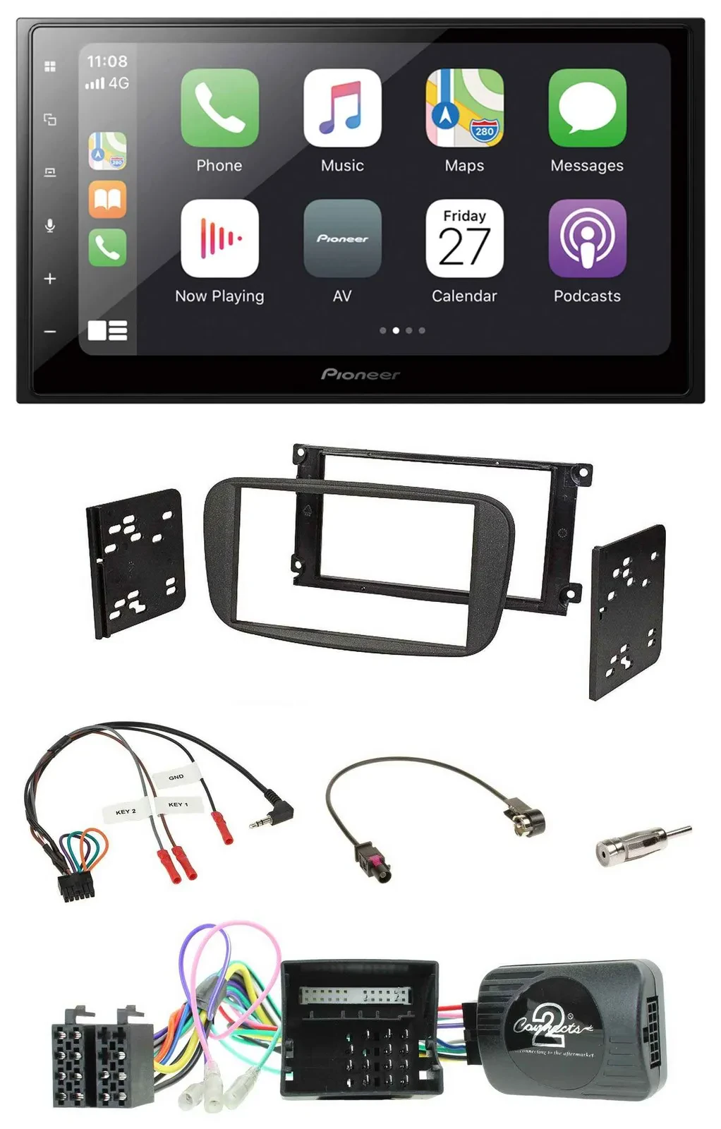 Pioneer Lenkrad Bluetooth DAB 2DIN USB Autoradio für Ford Focus C-Max Galaxy ab