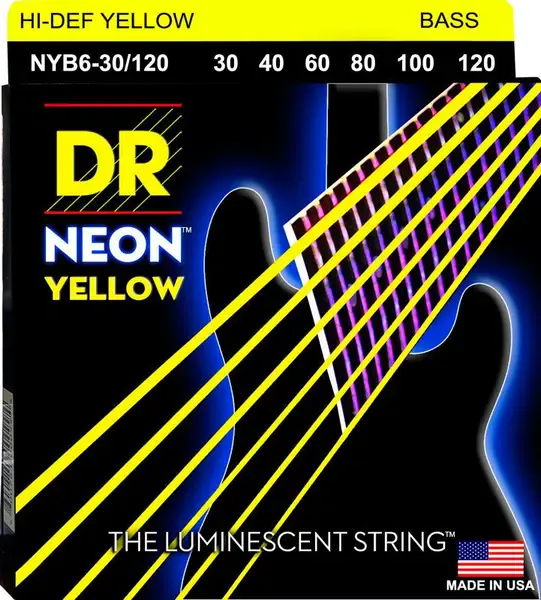 Струны для бас-гитары DR Strings HI-DEF NEON DR NYB6-30/120, 30 - 120