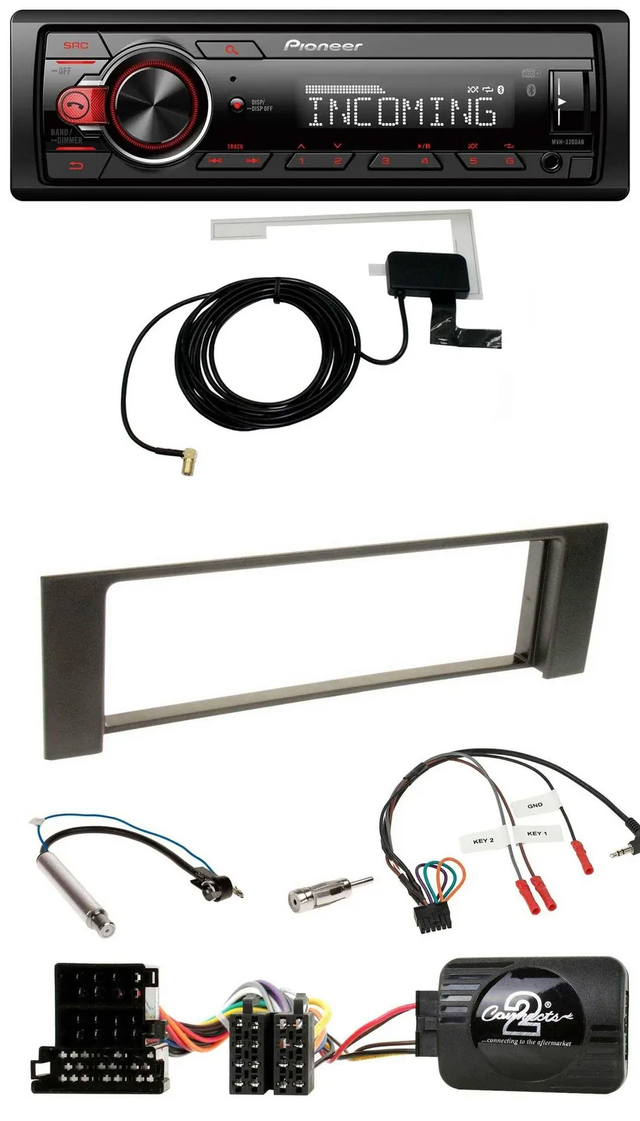 Автомагнитола Pioneer DAB, Bluetooth, USB, поддержка кнопок на руле, для Audi A4 (2000–2004), ISO