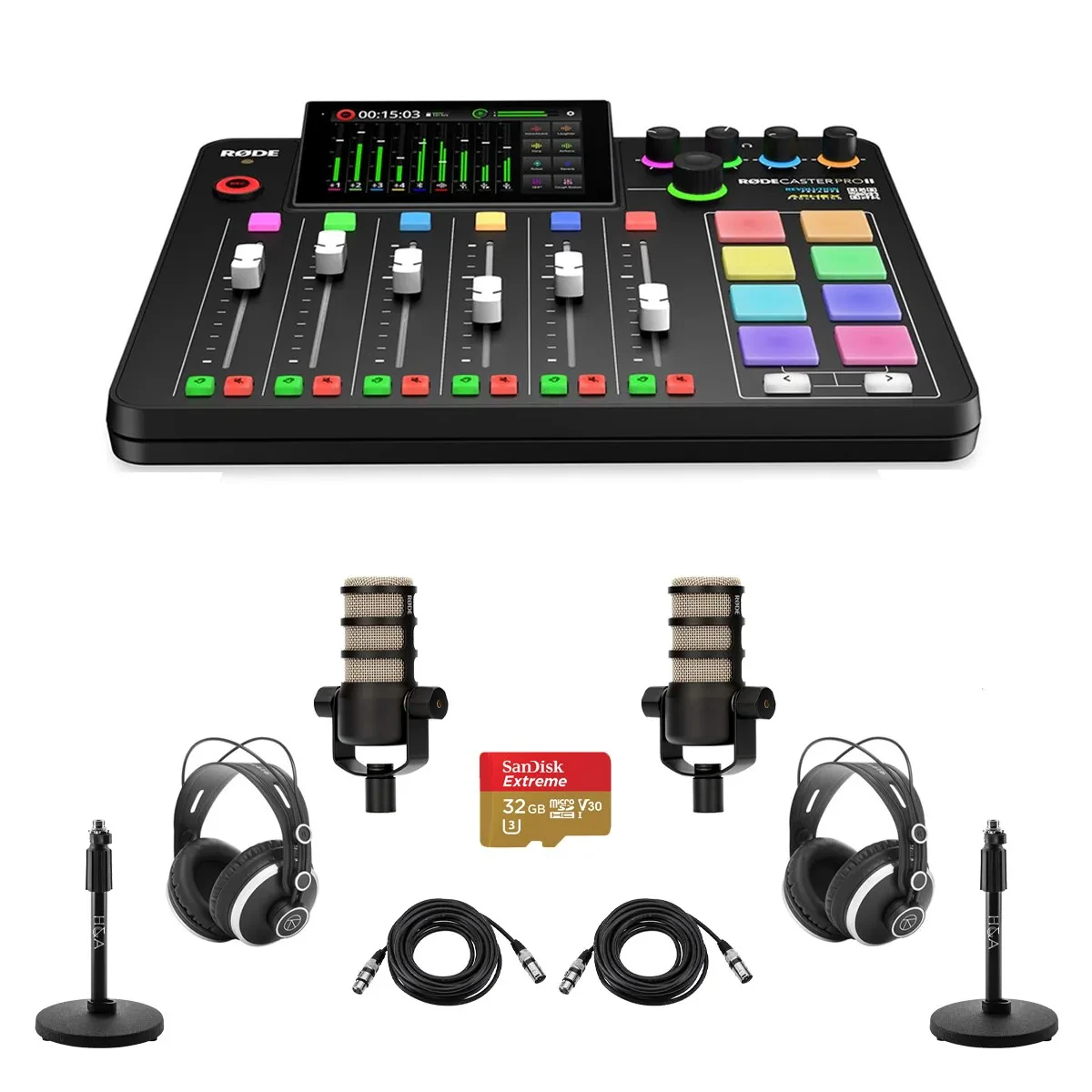 Комплект для подкастов Rode RDRCPIIRDK6 RODECaster Pro II Integrated Audio Production Studio Console Bundle