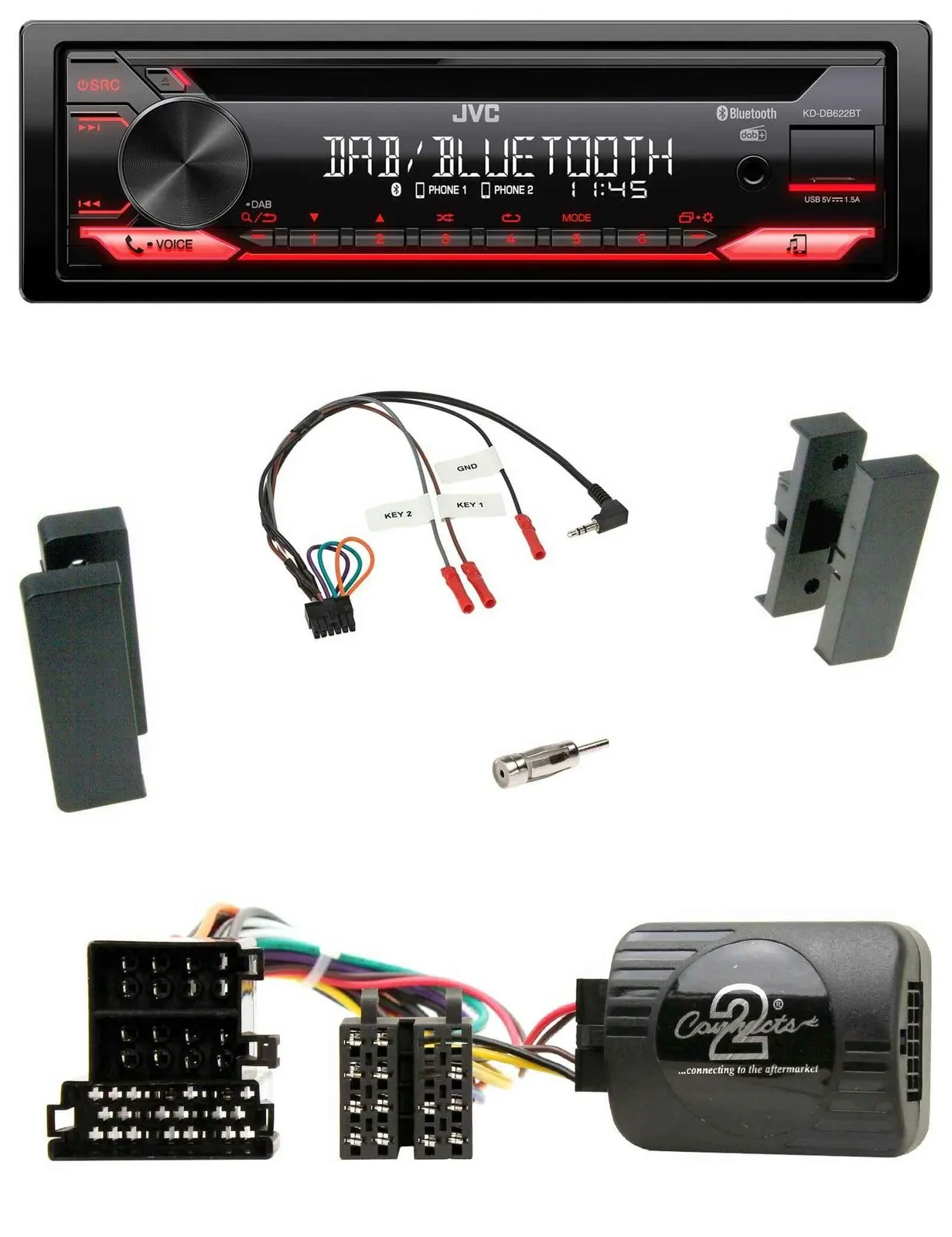 Автомагнитола для Seat Leon 2002–2006, Toledo 2002–2 JVC CD, DAB, USB, Bluetooth