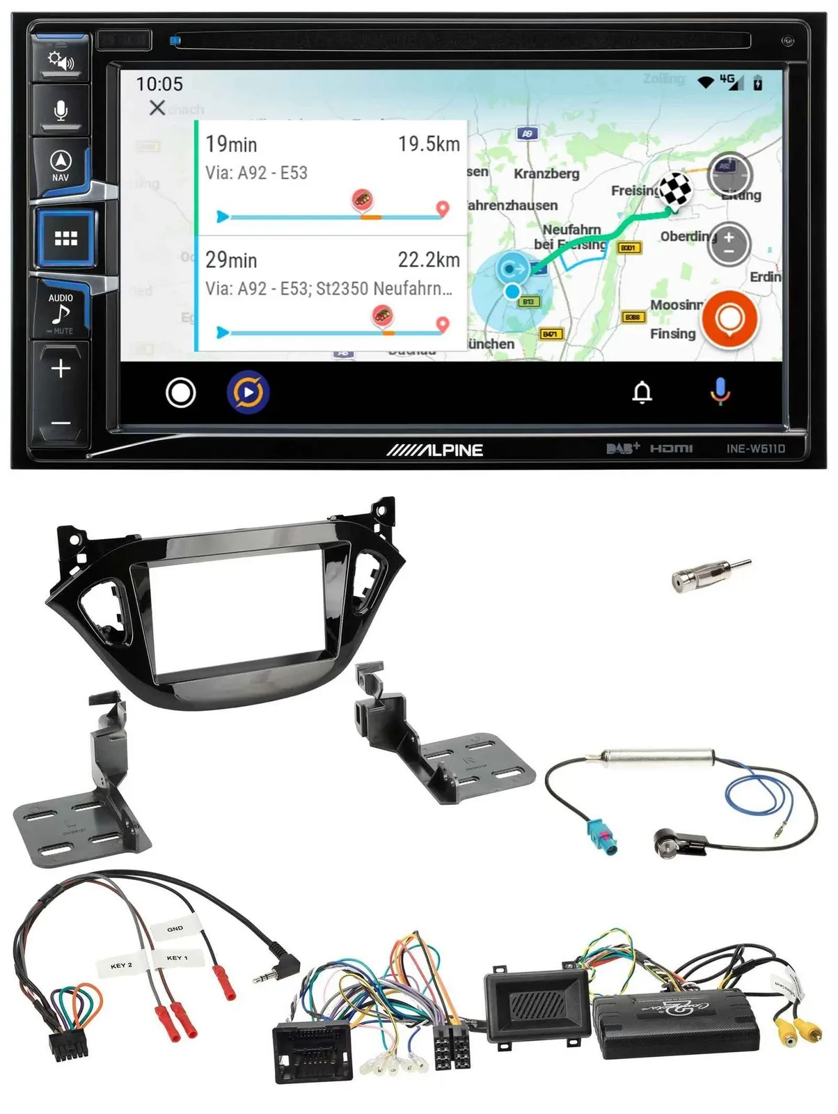 Alpine Bluetooth TMC USB DAB 2DIN Lenkrad Navigation für Opel Adam Corsa E 2017-