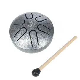 Mini Steel Tongue Drum FS03, 3" Pentatonic A, 6 Töne, Schlägel inkl, Silber