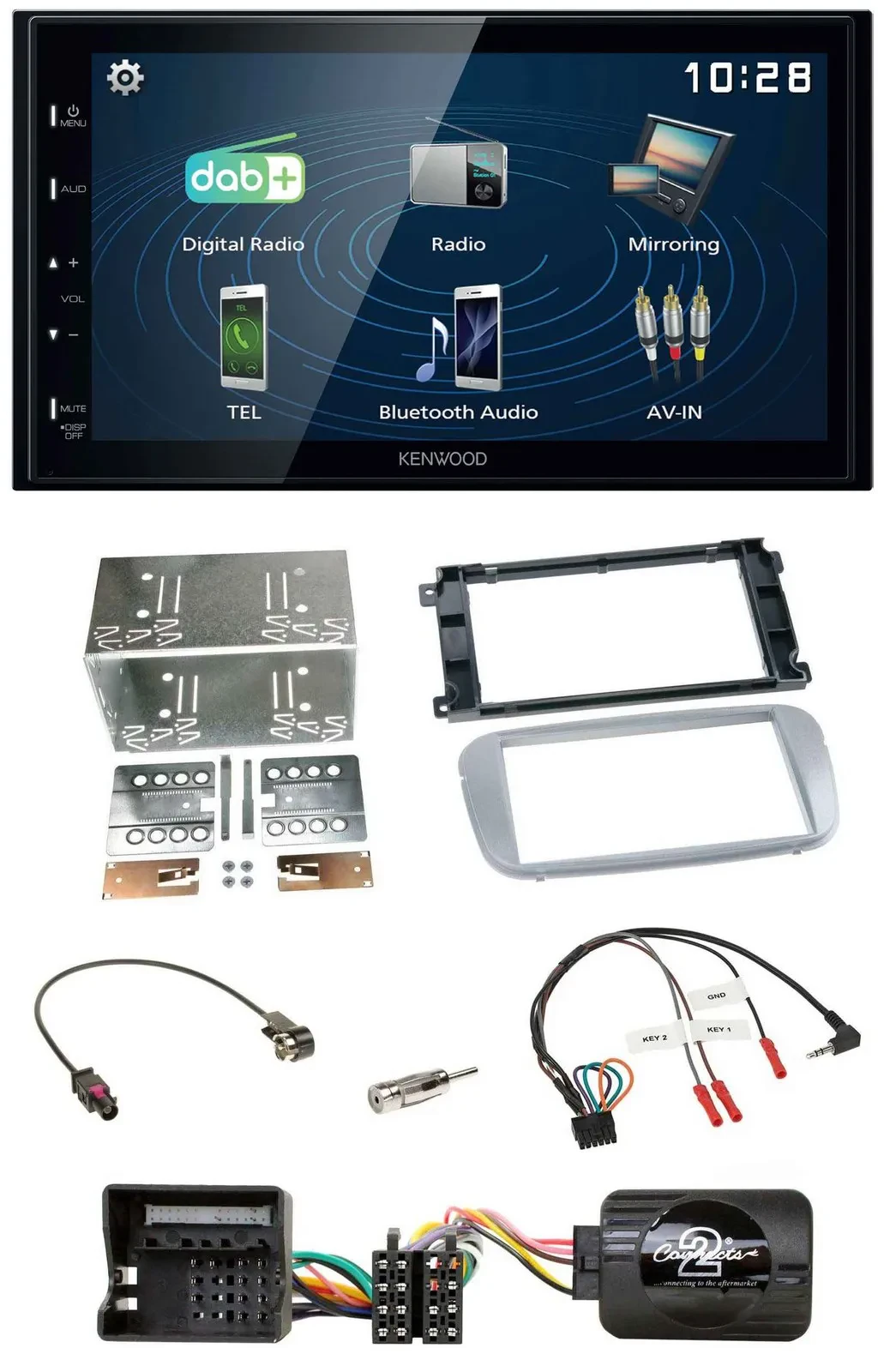 Kenwood 2DIN Bluetooth Lenkrad USB DAB Autoradio für Ford Mondeo S-Max 07-14 Pro
