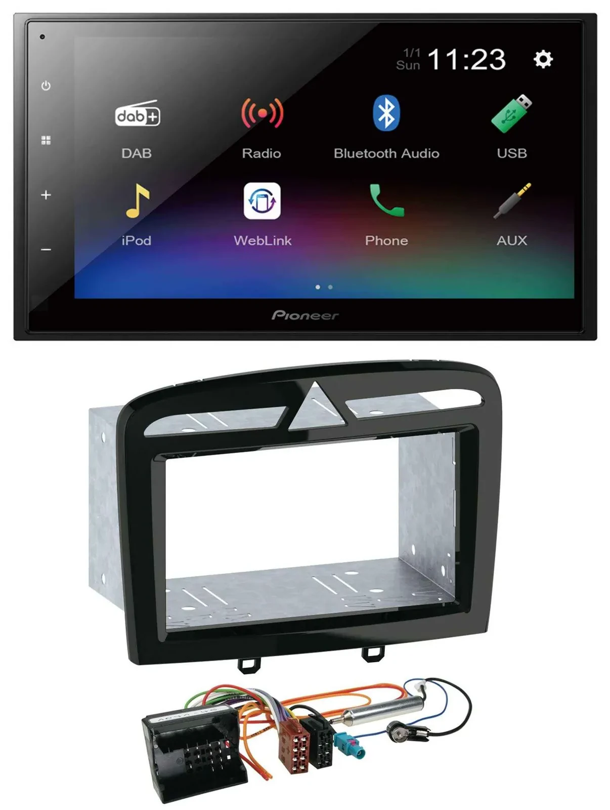 Pioneer USB Bluetooth DAB 2DIN MP3 Autoradio für Peugeot 308 SW CC 09-14 schwarz