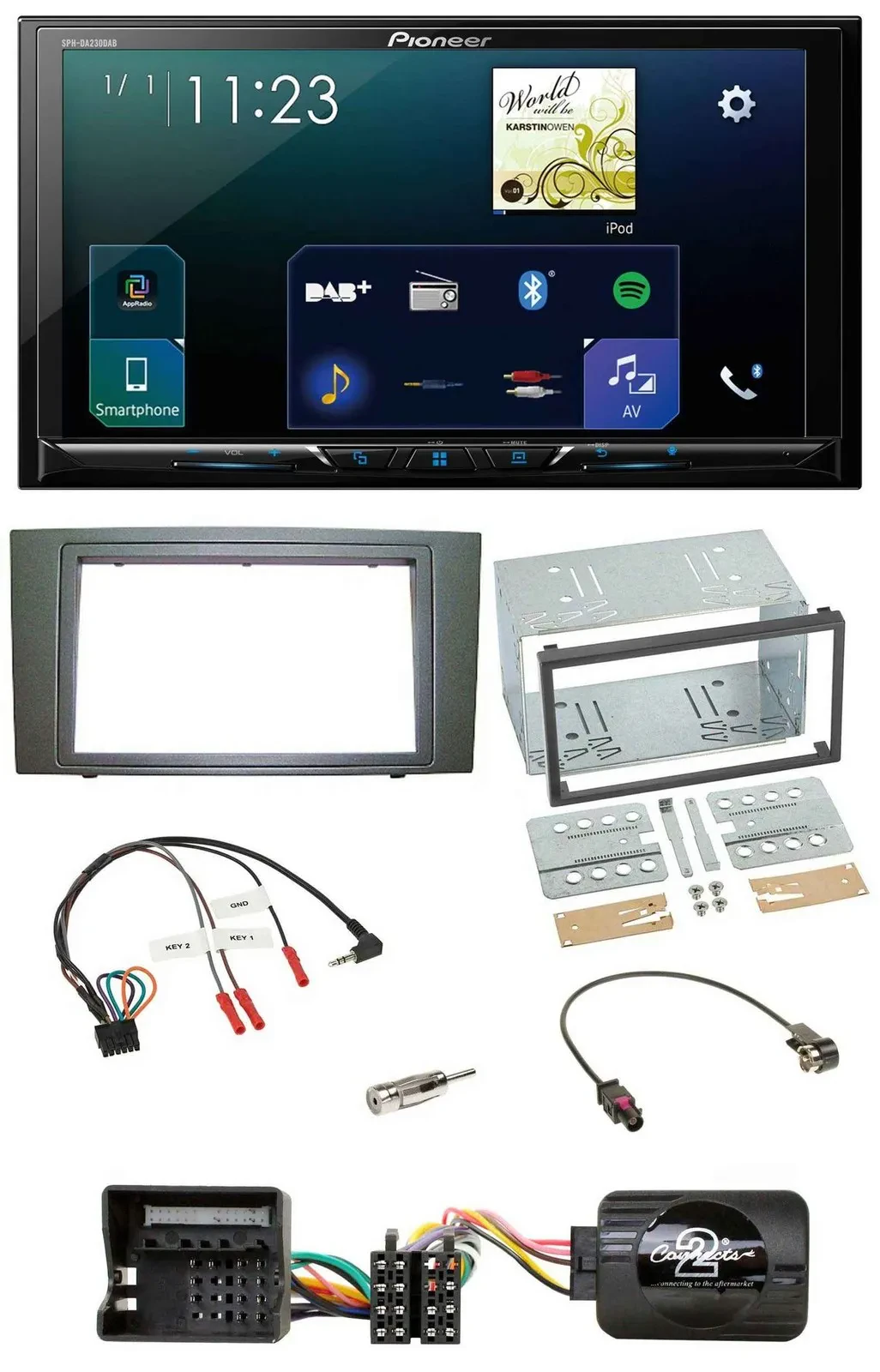 Автомагнитола Pioneer 2DIN DAB Bluetooth USB для Ford Mondeo 2003–2007, черный