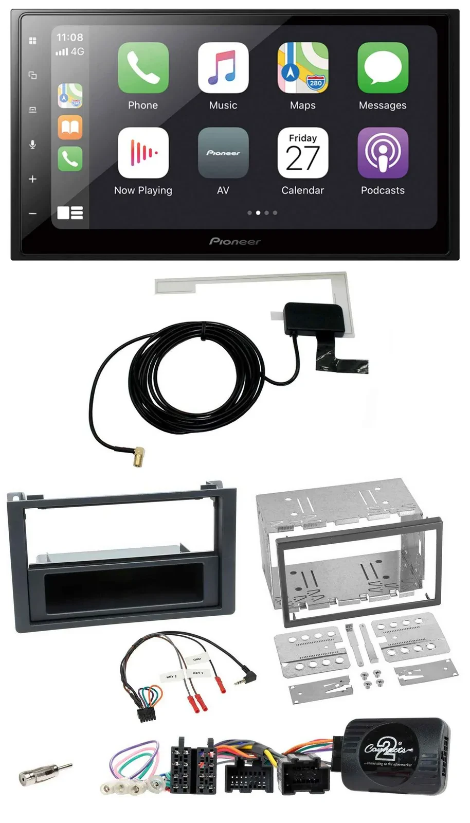 Pioneer USB Lenkrad 2DIN Bluetooth DAB Autoradio für Saab 9-3 2008-2012