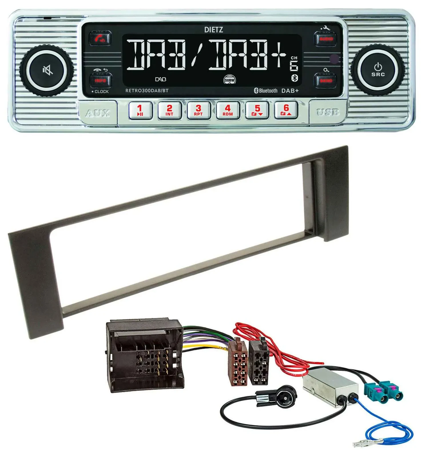 Dietz Bluetooth MP3 DAB USB Autoradio für Audi A4 B6 00-04 Quadlock Doppel Fakra