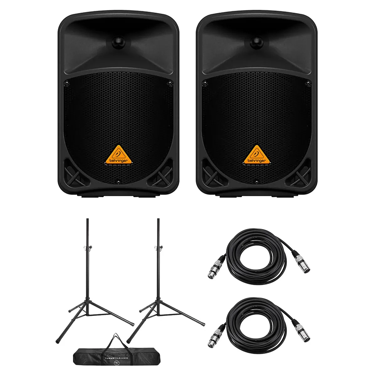 Behringer Eurolive B108D 8" 300W 2-Way Active PA Powered Speaker, Pair, Bundle w